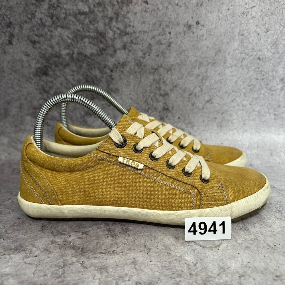 Taos Star Sneaker Womens 8.5 Yellow Canvas Lace Up Comfort Shoes STA-12844